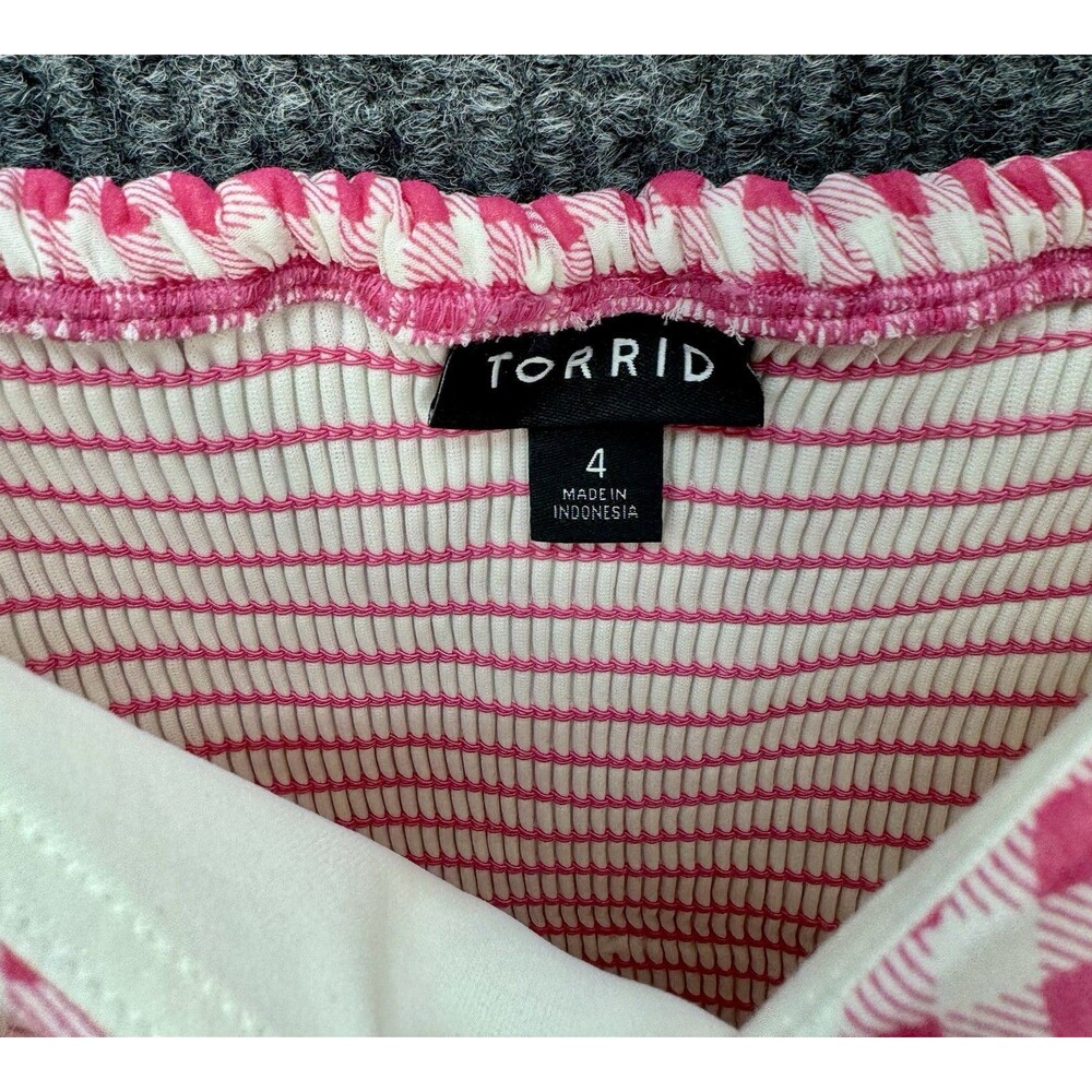 Torrid Gingham Midi Dress Womens 4x Pink Chiffon Button Detail Spaghetti Strap - Picture 7 of 12